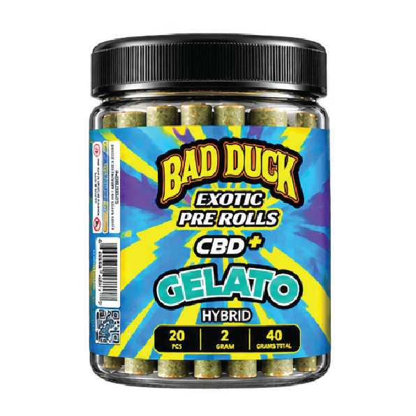 Bad Duck Exotic Pre-Rolls CBD+ Gelato Hybrid – 20 Pack, 40g