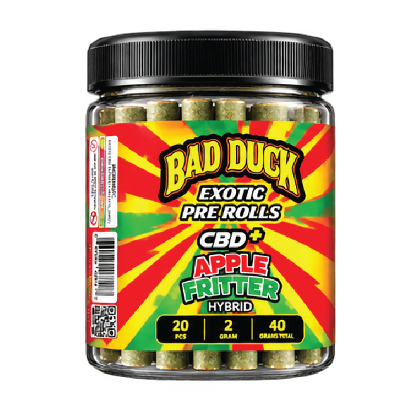 Bad Duck Exotic Pre-Rolls CBD+ Apple Fritter Hybrid – 20 Pack, 40g