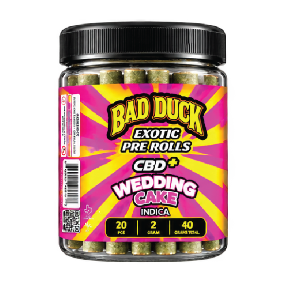 Bad Duck Exotic Pre-Rolls CBD+ Wedding Cake Indica – 20 Pack, 40g